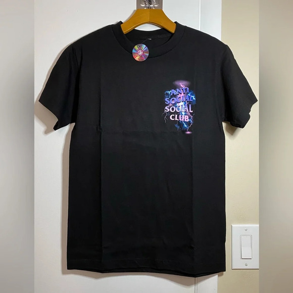 NWT ASSC Anti Social Social Club Bolt From The Blue Black Shirt Size Small - Picture 1 of 8